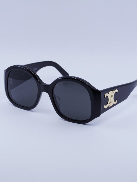 Celine CL40305U 01A Sunglasses Shiny Black Round Frame, Grey Lenses main image 7